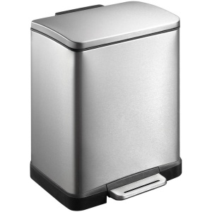 EKO - E-Cube recycling pedaalemmer 10+9 liter - Stainless steel Plastic - mat RVS - Prullenbak