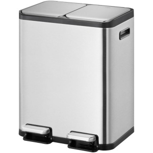 EKO - EcoCasa 1 pedaalemmer 30+30 liter - Stainless steel - mat RVS - Prullenbak