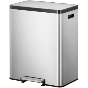 EKO - EcoCasa 2 recycling pedaalemmer 30+30 liter - Stainless steel - Mat RVS - Prullenbak