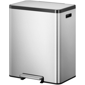 EKO - EcoCasa 2 recycling pedaalemmer 36+24 liter - Stainless steel Polypropylene - mat RVS - Prullenbak