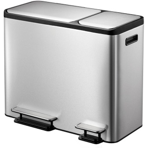 EKO - EcoCasa Recycler pedaalemmer 15+15+15 liter - Stainless steel Plastic - mat RVS - Prullenbak