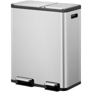EKO - EcoCasa Recycler pedaalemmer 30+20 liter - Stainless steel Polypropyleen - mat RVS - Prullenbak