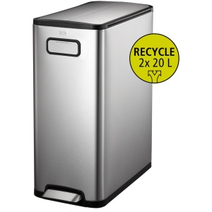 EKO - Ecofly pedaalemmer 20+20 liter - Stainless steel Plastic - mat RVS - Prullenbak