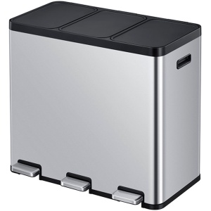 EKO - Essential 1 Recycler pedaalemmer 20+20+20 liter - Stainless Steel Plastic - mat RVS - Prullenbak