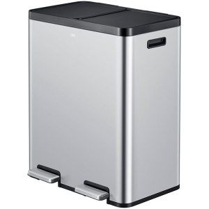 EKO - Essential 1 Recycler pedaalemmer 30+30 liter - Stainless Steel Plastic - mat RVS - Prullenbak