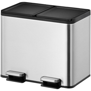 EKO - Essential splitted Recycler pedaalemmer 15+15 liter - Stainless steel - mat RVS - Prullenbak