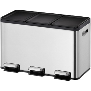 EKO - Essential splitted Recycler pedaalemmer 3x10 liter - Stainless steel - mat RVS - Prullenbak