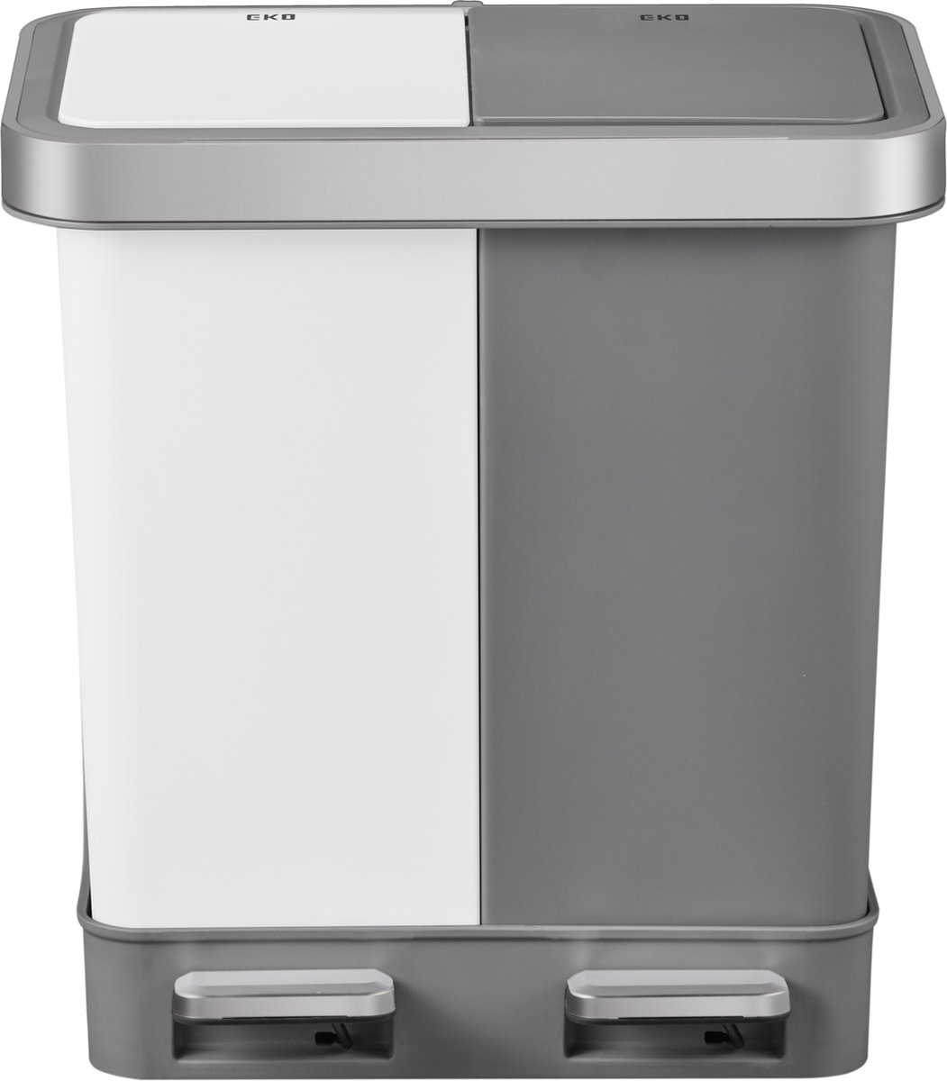EKO - Hana Duo Recycling pedaalemmer 10+10 liter - Stainless steel Plastic - wit, grijs - Prullenbak
