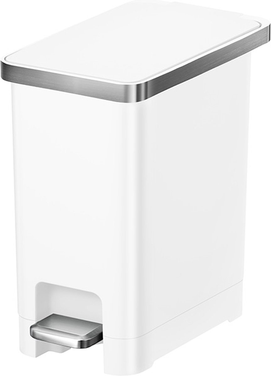 EKO - Hana Slim 1 Pedaalemmer 10 liter - Plastic - wit - Prullenbak