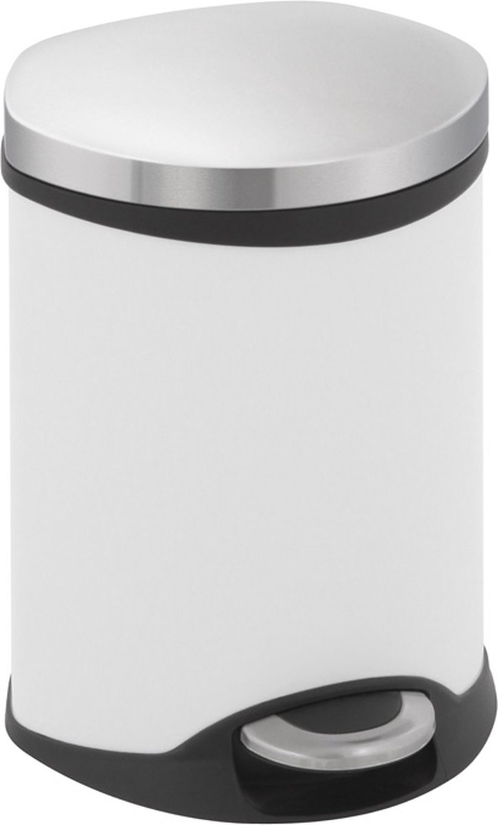 EKO - Shell Bin pedaalemmer 6 liter - Steel Plastic - wit, mat RVS - Prullenbak