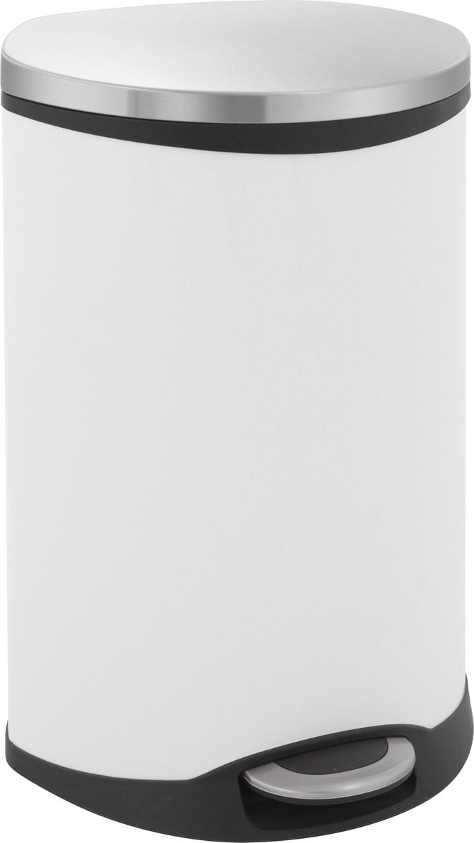 EKO - Shell Bin recycling pedaalemmer 22+22 liter - Steel Plastic - wit, mat RVS - Prullenbak