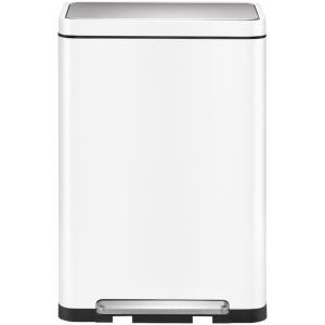 EKO - X-Cube recycling pedaalemmer 20+20 liter - Steel Stainless steel Polypropylene - wit, mat RVS - Prullenbak