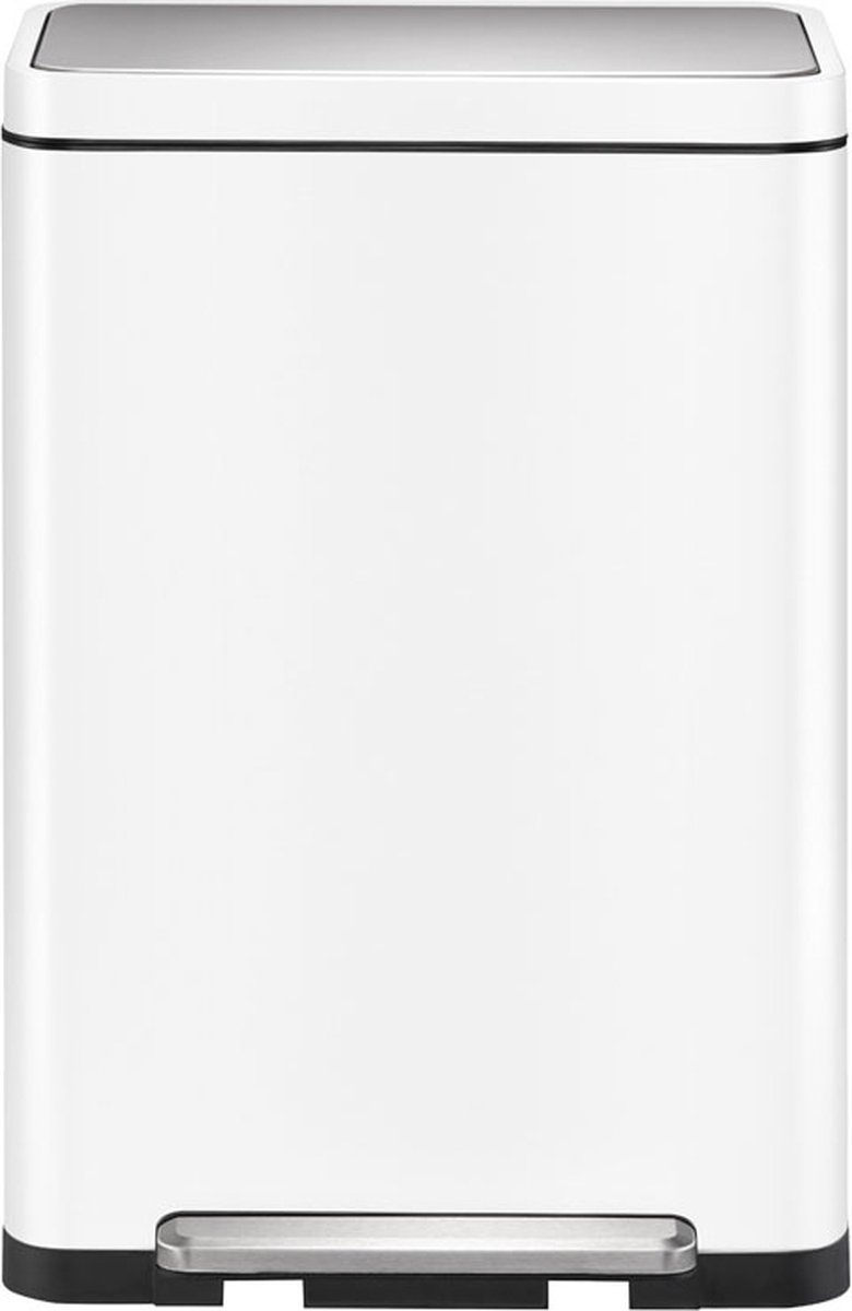 EKO - X-Cube recycling pedaalemmer 20+20 liter - Steel Stainless steel Polypropylene - wit, mat RVS - Prullenbak