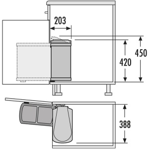 Hailo Inbouw Prullenbak - 15 l - RVS - Donkerbruin