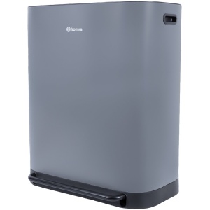 Homra Rockx Pedaalemmer 60 Liter - Duo Prullenbak 2X30L met Geurfilter - RVS Afvalscheidingsprullenbak 2 Vakken - Recycle Afvalbak - Vuilnisbak Keuken afval scheiden - Afvalemmer - Dubbele Prullenbak Grijs