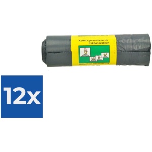 KOMO Afvalzakken met trekband - 60 l - 15 stuks - Voordeelverpakking 12 stuks