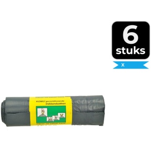 KOMO Afvalzakken met trekband - 60 l - 15 stuks - Voordeelverpakking 6 stuks