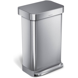 Simplehuman - Prullenbak Liner Pocket met Kunststof Deksel 45 liter - Zilver - Roestvast Staal