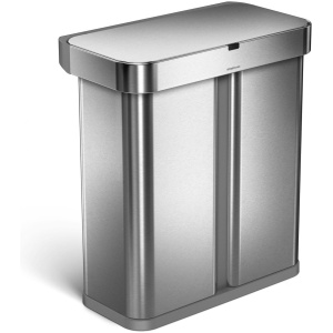 Simplehuman - Prullenbak Liner Sensor Pocket Voice Control Recycler 24 + 34 liter - Zilver - Roestvast Staal