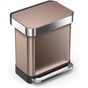 Simplehuman Prullenbak Rectangular - RVS - Incl Liner Pocket - 30 l - Rose Gold