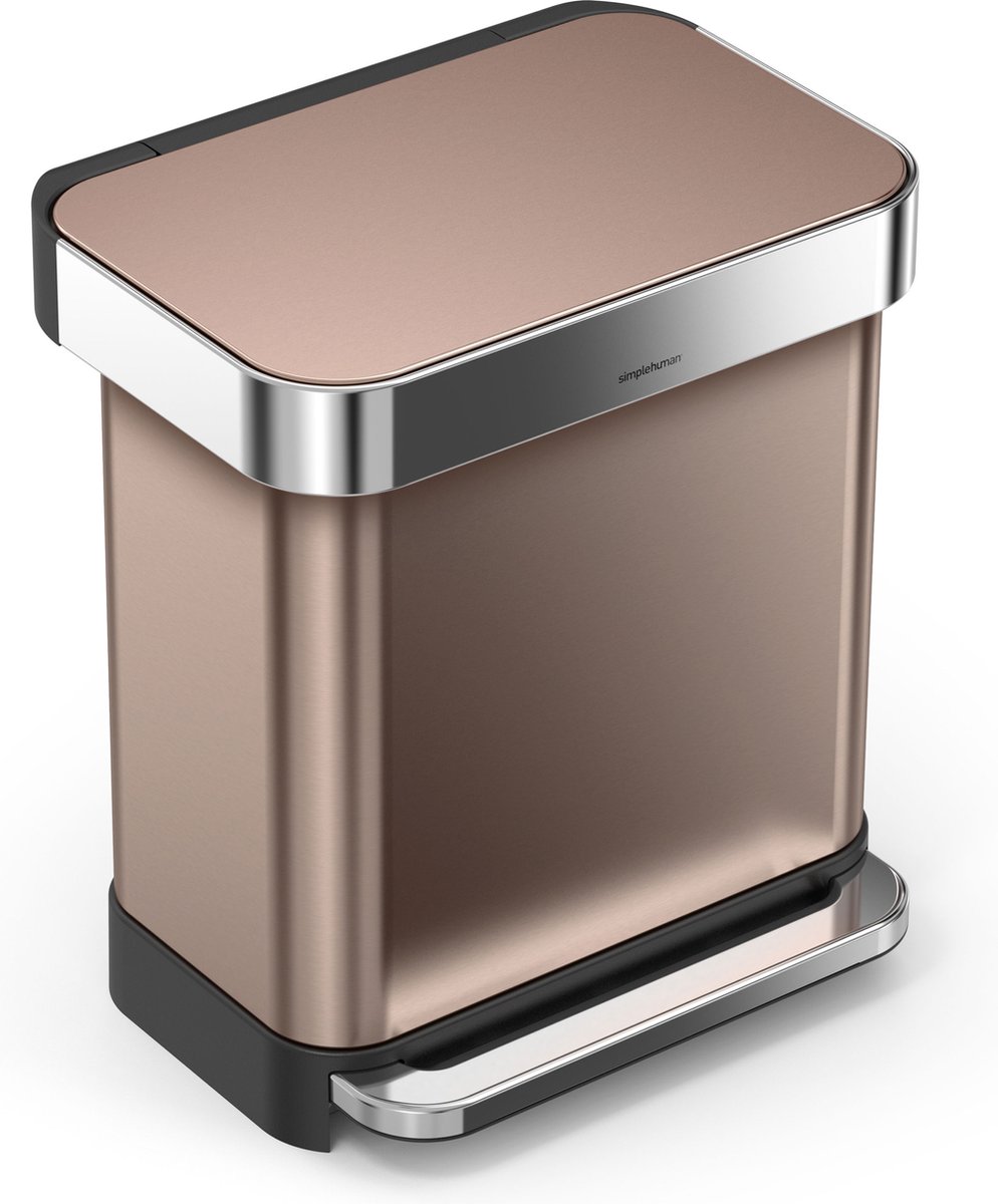 Simplehuman Prullenbak Rectangular - RVS - Incl Liner Pocket - 30 l - Rose Gold