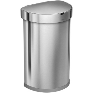 Simplehuman Prullenbak Semi Round - Incl. Sensor - Rvs - Met Liner Pocket - 45 l - Zilverkleurig