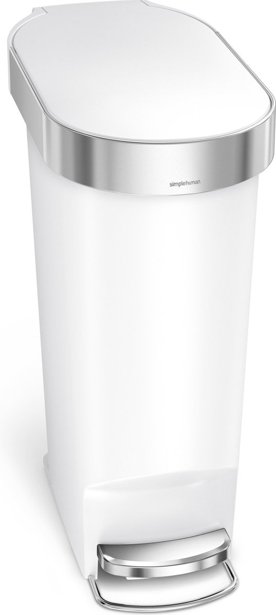 Simplehuman - Prullenbak Slim 40 Liter - Wit - Kunststof