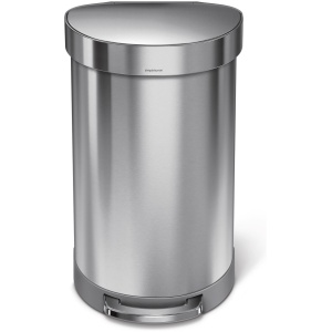 Simplehuman Semi Round Prullenbak - 45 l - Rvs - Zilverkleurig