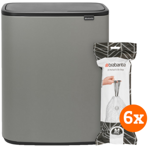 Brabantia Bo Touch Bin 60 Liter Mineral Concrete Grey + Vuilniszakken (120 stuks)