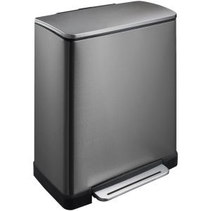 EKO - E-Cube recycling pedaalemmer 28+18 liter - Stainless steel Plastic - black steel - Prullenbak
