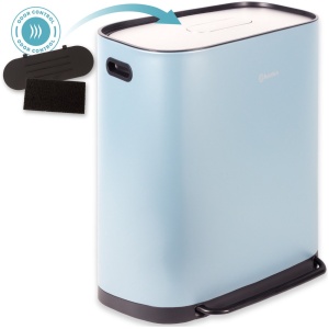Homra Rockx Prullenbak 60 Liter - Duo Pedaalemmer 2X30L met Geurfilter - RVS Afvalscheidingsprullenbak 2 Vakken - Recycle Afvalbak - Vuilnisbak Keuken - Afvalemmer Afvalscheiding - Dubbele Prullenbakken Blauw