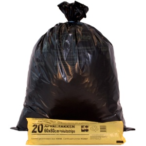 Vuilniszak komo 60l grijs 20 stuks op rol | 20 stuks