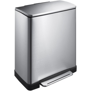 EKO - E-Cube recycling pedaalemmer 28+18 liter - Stainless steel Plastic - mat RVS - Prullenbak