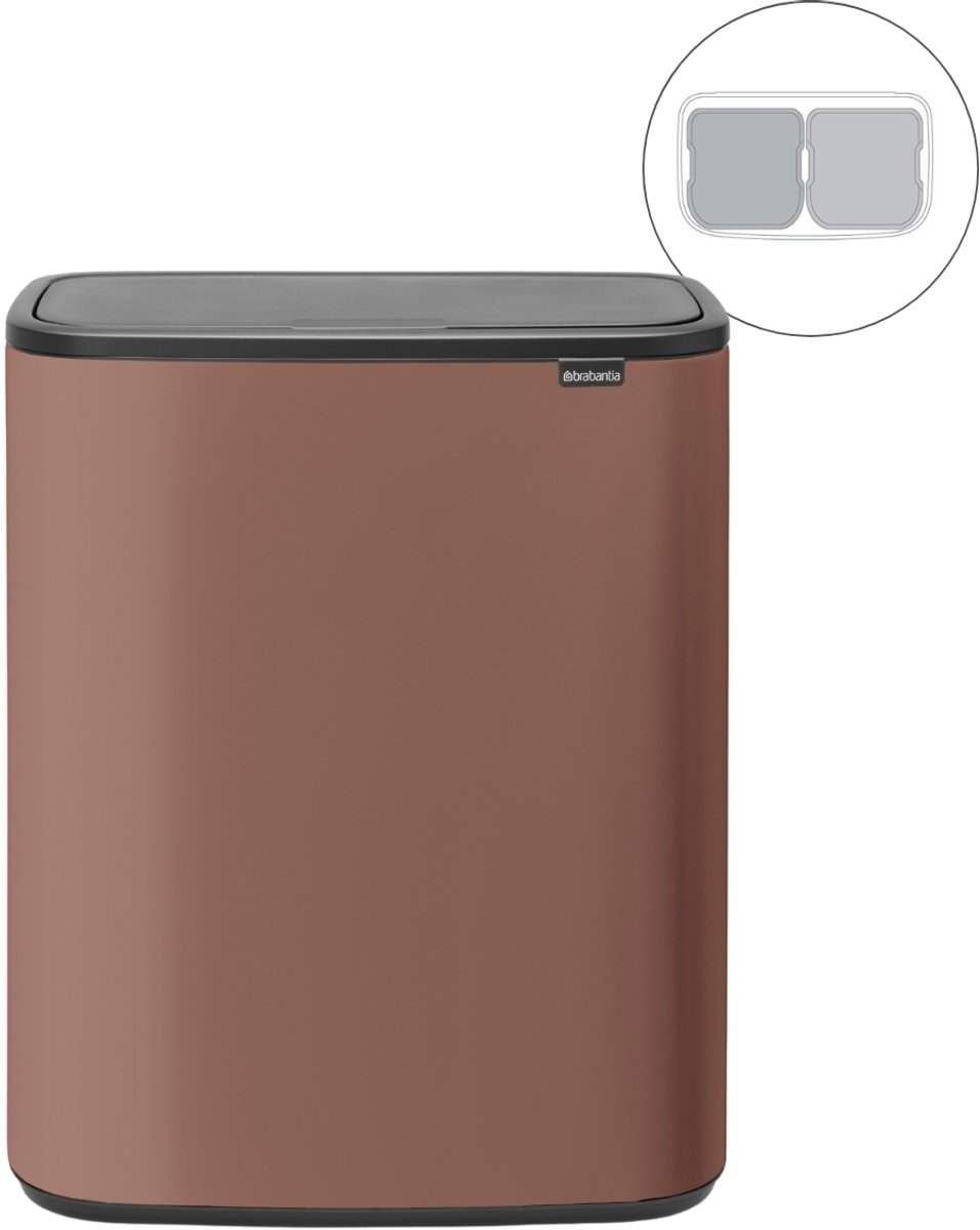 Brabantia Bo Touch Bin Prullenbak - 2 x 30 l - Afvalscheiding - Satin Taupe