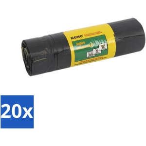 Komo - Afvalzakken met Trekband - 60L - Grijs - LDPE Materiaal - 15 Zakken - Bulkverpakking - 20 stuks