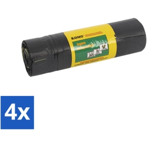 Komo - Afvalzakken met Trekband - 60L - Grijs - LDPE Materiaal - 15 Zakken - Voordeelverpakking - 4 stuks