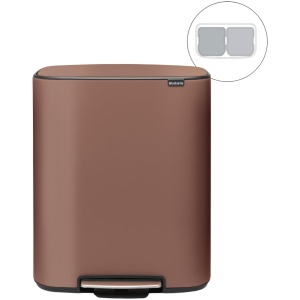 Brabantia Bo Prullenbak - 2 x 30 l - Afvalscheiding - Satin Taupe