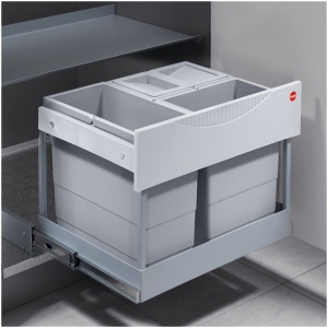 Hailo Inbouw Afvalbak - ruimtebesparende Tandem S PLUS - 12/8/8 liter - Grijs