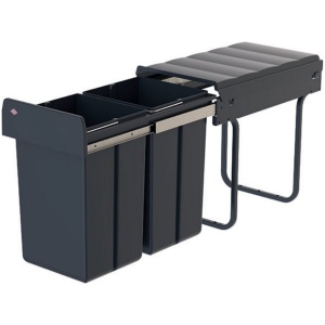 WESCO® Traditionline Double-Boy 410 X/300-2 - anthraciet - Uittrektechniek voor draaideuren - 2x 15 L - montage kastbodem - inbouw prullenbak - 30 L