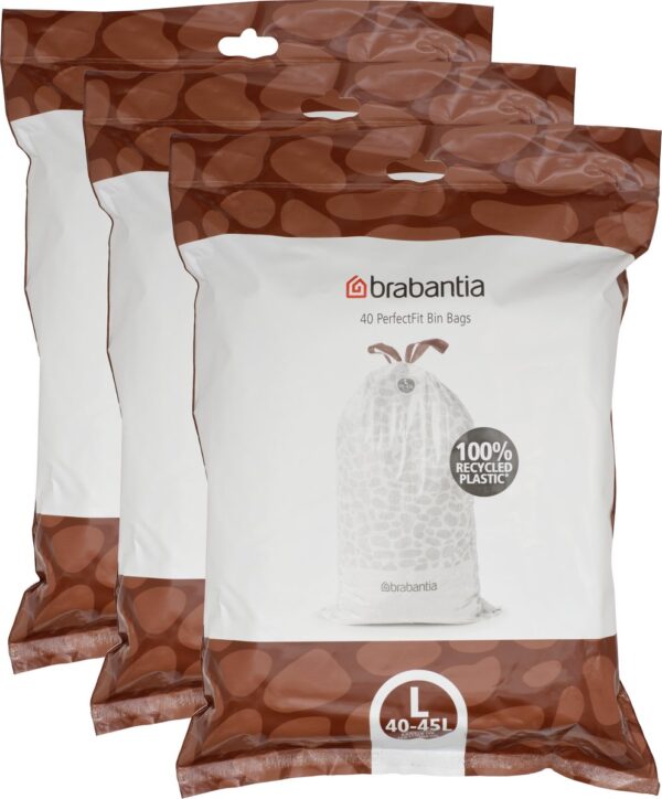 Brabantia PerfectFit Set van 3 - Vuilniszak dispenser pack - Code L - 40-45L - 3x 40 stuks