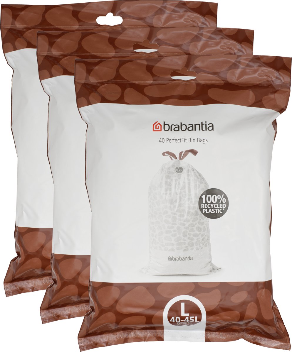 Brabantia PerfectFit Set van 3 - Vuilniszak dispenser pack - Code L - 40-45L - 3x 40 stuks