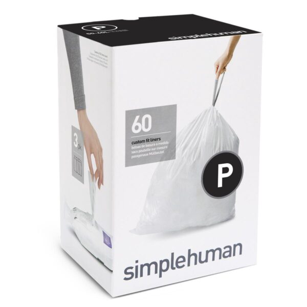 Simplehuman afvalzakken code P - 50-60 liter wit - 60 stuks