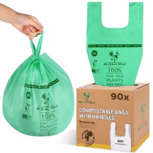 Biozakken 20 liter 90 stuks biologisch afbreekbare afvalzakken - 45x61 cm - 100% composteerbare vuilniszakken - Incl. dispenser - Handvaten - gft afvalzakken