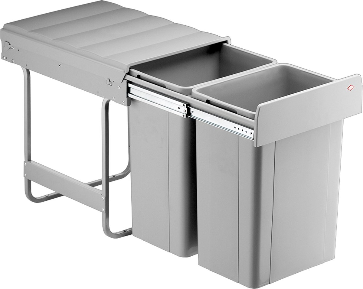 Wesco Big Double Inbouw Prullenbak - 52 l (2 x 26l) - Grijs