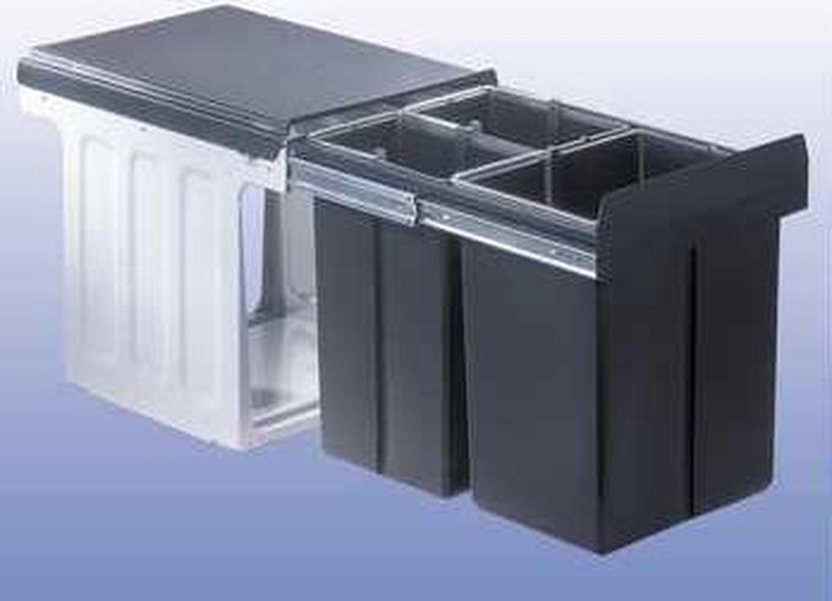 Wesco Bio Trio Maxi Inbouw Prullenbak - 20 l + 2 x 10 l - Grijs
