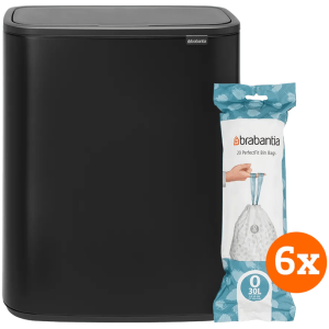 Brabantia Bo Touch Bin 2 x 30 Liter Matt Black + Vuilniszakken (120 stuks)
