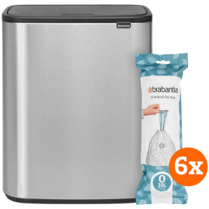 Brabantia Bo Touch Bin 2 x 30 Liter Rvs Fingerprint Proof + Vuilniszakken (120 stuks)