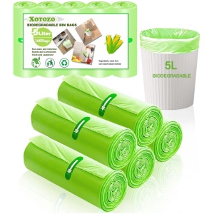 Biologisch afbreekbare 5 liter vuilniszakken voor voedselafval - sterke composteerbare zakken voor keuken, badkamer, tuin en kantoor