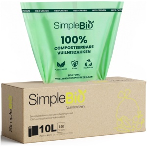 Biozakken 10L - 140 stuks - Biologisch Afbreekbare Afvalzakken - GFT zakken - Composteerbare Afvalzakjes - Composteerbaar Volgens Europese norm - EN-13432 Gecertificeerd