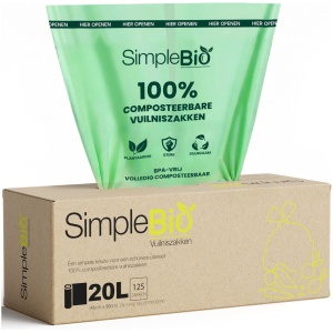 Biozakken 20L - 125 stuks - Biologisch Afbreekbare Afvalzakken - GFT zakken - Composteerbare Afvalzakjes - Composteerbaar Volgens Europese Norm - EN-13432 Gecertificeerd